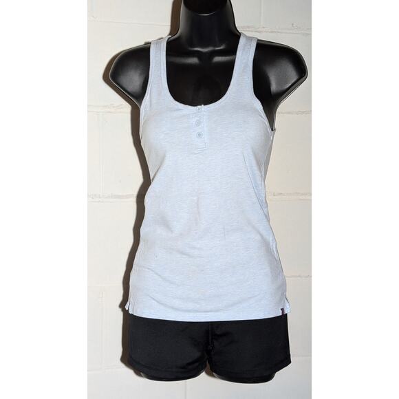Tommy Hilfiger Tank Top Sleeveless Light Blue 3 Button Fitted Small - Picture 1 of 3